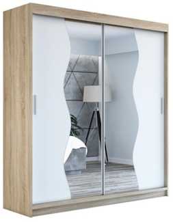 Schwebetürenschrank RIMA 2-türig Schrank 160 cm (mit Spiegel) Farbe: Sonoma , weiß