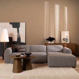 Bronx71 Ecksofa Maine Bouclé braun/grau rechts