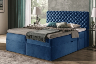 99rooms Angelo Boxspringbett Strukturstoff 180x200 cm Dunkelblau