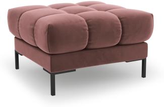 Micadoni Samtstoff Pouf Hocker Mamaia | Bezug Pink | Beinfarbe Black Metal