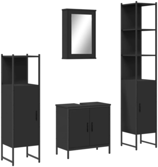 vidaXL 4-tlg. Badmöbel-Set Schwarz Holzwerkstoff 3214830