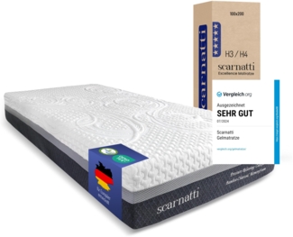Scarnatti Matratze 100x200, Kaltschaummatratze TESTSIEGER, 27 cm Höhe – 7-Zonen Memory mit Cool Gel, H3–H4, kein Schwitzen, Keine Bewegungsübertragung, grünem Tee & Bambuskohle, Bezug waschbar