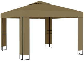 vidaXL Pavillon mit Doppeldach 3x3x2,7 m Taupe 180 g/m² 312218