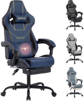 WOTSTA Gaming Chair Bürostuhl mit Fußstütze Racing Computerstuhl Blau