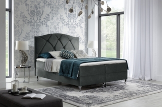 99rooms Blanco Boxspringbett Strukturstoff 120x200 cm Dunkelgrau