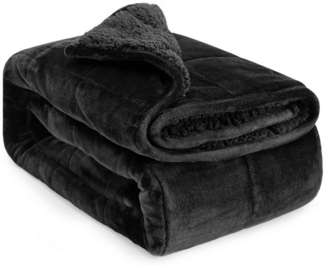 SiviO Gewichtsdecke Luxuriöse Sherpa-Fleece-Decke für Erwachse, Bezug: Flanell Sherpa, Schwarz, 120*180cm, 7kg