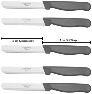 Visaggio Obstmesser Solingen Allzweckmesser Schälmesser Gemüsemesser Küchenmesser, Sägeschliff, Matt, Edelstahl, Zubereitungsmesser, Schmiermesser