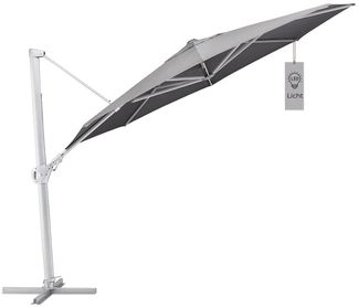 Kettler Ampelschirm LED 350 cm Sonnenschirm rund Silber / Charcoal