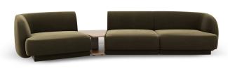 Micadoni Modulares Sofa Miley 3-Sitzer Links Samtstoff Grün