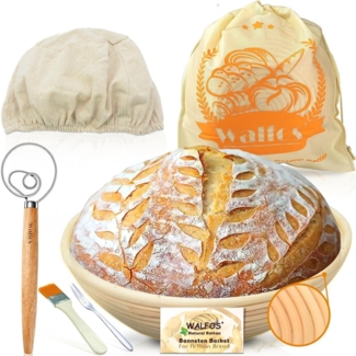 Banneton Gärkorb Set 23cm Rattan Sauerteigbrotkorb Proofing Bowl inkl. Zubehör