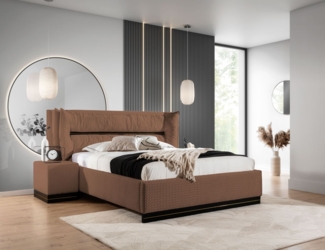 Polsterbett Doppelbett Set. 1 HAMILTON 120x200cm Stoff Magic Velvet Braun