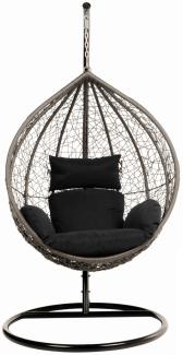 HOME DELUXE Polyrattan Hängesessel mit Gestell CIELO - Schwarz