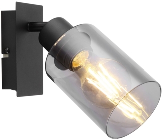 Wandlampe, Glas rauch, beweglicher Spot, H 20 cm