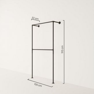 pamo. design Kleiderständer TIM DOUBLE Industrial Kleiderstange zur Wandmontage, (Set, 1)