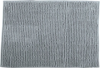 MSV Badteppich Badvorleger Duschvorleger Chenille Hochflor Badematte 40x60 cm – Grau