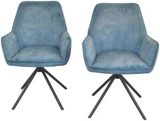 Bequemer Polsterstuhl/Polstersessel "Carola" drehbar, Bezug blau