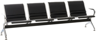 Wartebank Frankfurt 4-Sitzer NANTES - Kunstleder Schwarz 238 x 70 x 78 cm | Wartebank Airport Wartestühle Wartezimmerbank Sitzbank