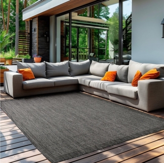 Teppium Outdoorteppich Unicolor - Einfarbig, Rechteckig, Höhe: 5 mm, Teppich Wetterfest Balkon Küchenteppich Flachgewebe Sisaloptik