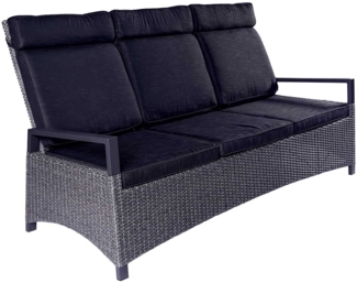 Sofa 3-Sitz Keramo Living , Rattan , Grau, Schwarz , 205 x 105 x 89 cm