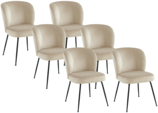 Vente-unique - Stuhl 6er-Set - Samt & Metall - Beige - POLPONA von PASCAL MORABITO