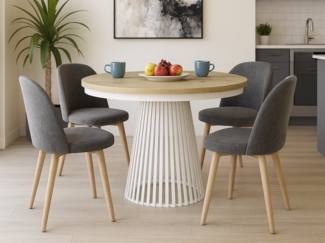 Beautysofa Esstisch Lumi im Loft-Stil, ausziehbar Ø 100–180 cm (hitze- und verfärbung beständig, Metallbeinen), verschiedene Farben