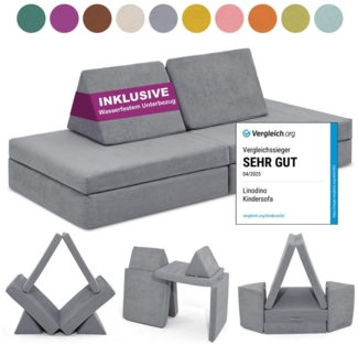 Linodino Kindersofa Spielsofa I aus Schaumstoff Bausteine I Spielcouch für Kinder, Wasserfeste Unterbezüge, Waschbare Chenille Bezüge 30°