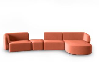 Micadoni Modulares Sofa Shane 5-Sitzer Rechts Samtstoff Koralle