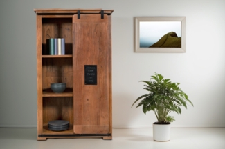 Highboard Vitrine Akazie massiv 90 x 45 x 150 cm nussbaumfarben LIBRO 134892511