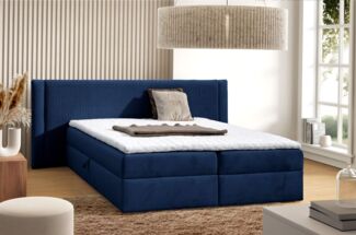 Boxspringbett Schlafzimmerbett CEDRIC 160x200cm Stoff Magic Velvet Dunkelblau