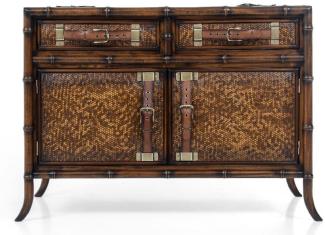 Casa Padrino Luxus Vintage Stil Sideboard Braun 114 x 50 x H. 80 cm - Massivholz Schrank mit 2 Schubladen und 2 Türen - Massivholz Möbel - Vintage Stil Möbel - Luxus Möbel