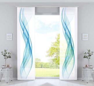 Gardinenbox Schiebegardine (2 St), Klettband, blickdicht, Microfaser, Bedruckt Flächenvorhänge »Izmir«