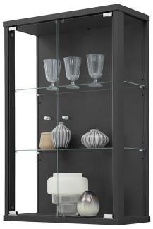 Glasvitrine >OPTIMA< in Schwarz Struktur - 56x85x25,2cm (BxHxT)