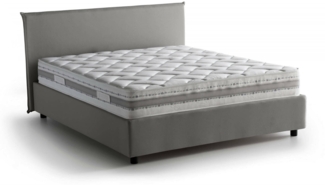 Dmora Doppelbett Alion, Bettkasten aus Stoff, Öffnung vorne, inklusive Matratze 140x190 cm, 100 % Made in Italy, Grau