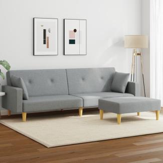 vidaXL Schlafsofa 2-Sitzer mit Fußhocker Hellgrau Stoff 3216240