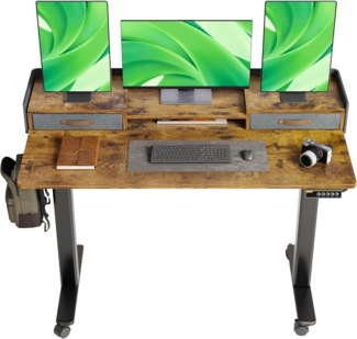 Höhenverstellbarer Schreibtisch 120x60 cm Elektrisch mit Schubladen