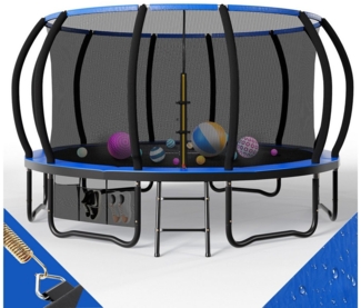 GUNJI Gartentrampolin Trampolin Ø228/305cm,Kindertrampolin Gewicht 150 kg, Ø366/427cm outdoor trampolin mit Sicherheitsnetz und Leiter,Sprungtuch
