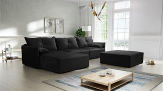 Ecksofa mit Schlaffunktion HUNTER in Royal Grafit Ottomane Links inkl. Hocker