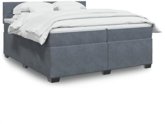 vidaXL Boxspringbett mit Matratze Dunkelgrau 200x200 cm Samt 3288703