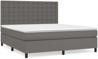 vidaXL Boxspringbett mit Matratze Grau 180x200 cm Kunstleder 3142861