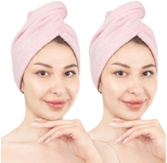 HAMMETEX Turban-Handtuch 2er Set Haarturban Damen, 100% Baumwolle, Flauschig & Schnelltrocknend, Frottier (Set, 2-St), Uni-Farben, weich