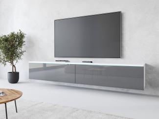 INOSIGN Lowboard LOWBOARD VERA, wahlweise mit oder ohne Beleuchtung, Modernes griffloses TV-Board, 180 cm TV-Schrank, stehend und hängend