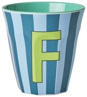 Rice Melamin Becher Buchstabe F / Streifen / Blau 250ml