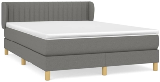 vidaXL Boxspringbett mit Matratze Dunkelgrau 140x190 cm Stoff 3126958