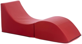 Dmora Klappbett Arbil, Hocker, der in ein Einzelbett umgewandelt werden kann, Chaiselongue aus Öko-Leder, 100 % Made in Italy, 130 x 50 x 50 cm, Rot