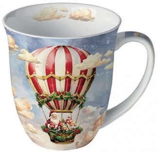 Ambiente Luxury Paper Products Becher Sommer, Blumen, Tiere, Pflanzen, Bäume, Herbst, Mug, Kollektion, 1-tlg, Porzellan Tasse, Becher 0,4 l Luftballon des Weihnachtsmanns, Themendekorationen, Schnee - Eis Anlässe Weihnachten Jahreszeit Winter, Winter, ...