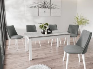 WFL GROUP Esstisch Molly (erhältlich in 3 Größen – 140/160/160 cm ausziehbar auf 180/200/240 cm), platzsparender Tisch in Holzoptik für Küche, Esszimmer oder Wohnzimmer