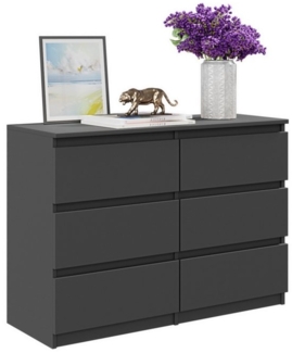 Furnica Kommode grifflose Schubladenkommode - Anthrazit Grau H70cm B100cm T33cm