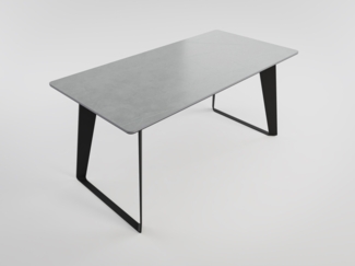 Esszimmertisch FLORINT 160x80cm graue Keramikplatte schwarze Design-Tischkufen : Grau