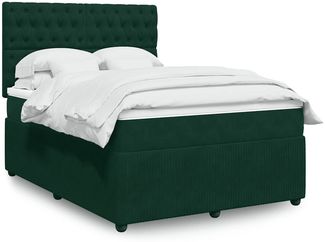 vidaXL Boxspringbett mit Matratze Dunkelgrün 140x190 cm Samt 3294643