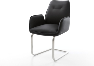 Freischwinger Zoa-Flex Echt-Leder Schwarz Freischwinger flach Edelstahl Taschenfederkern